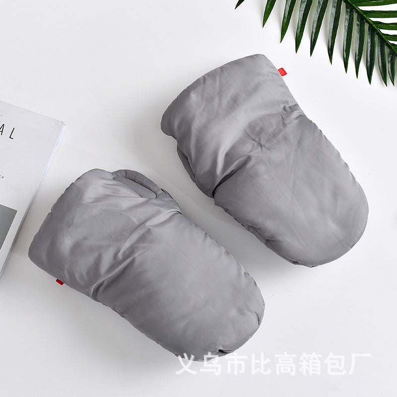 Winter baby stroller warm gloves windproof plush baby stroller antifreeze hand cover plush thickened two sets