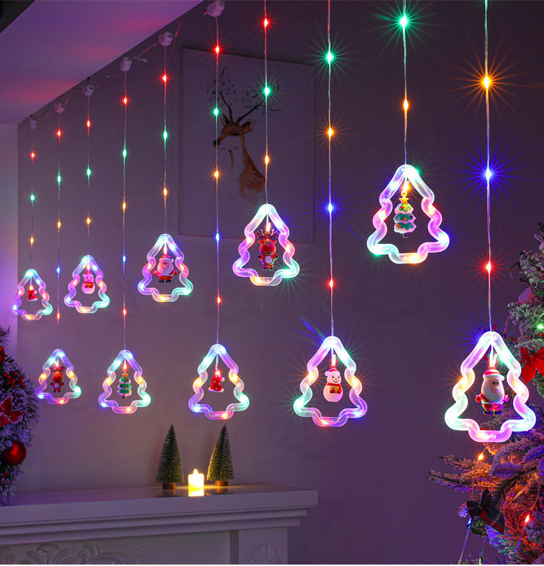 Wholesale Christmas curtain lights room atmosphere decoration star light string LED Christmas tree decoration cartoon light string