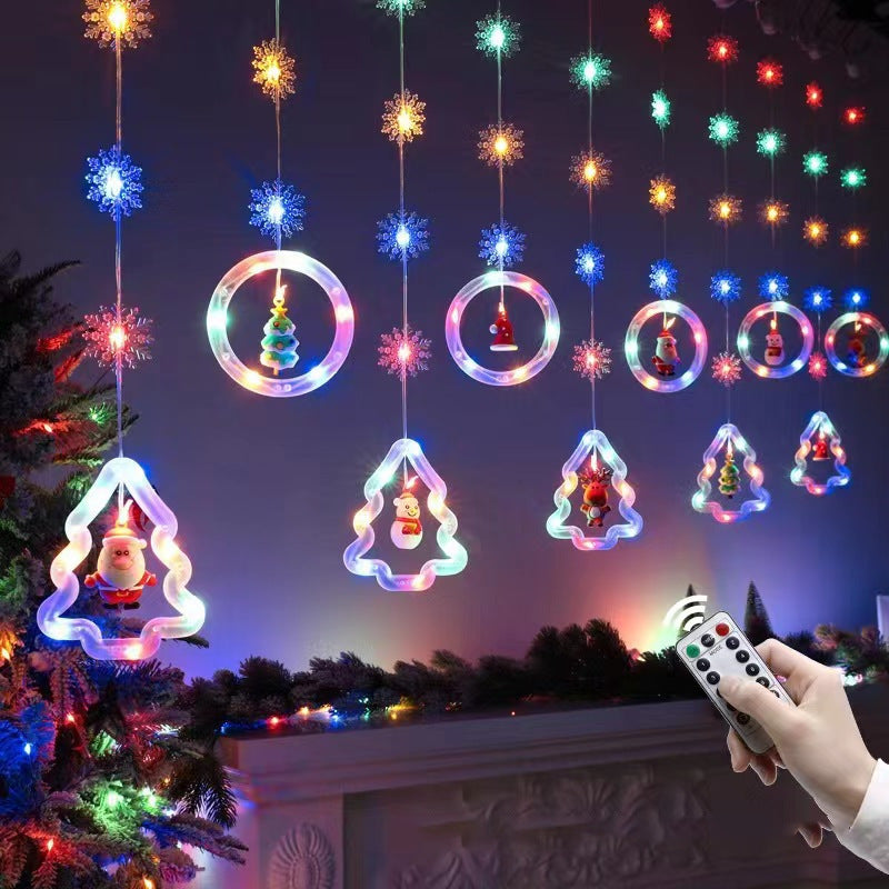 Wholesale Christmas curtain lights room atmosphere decoration star light string LED Christmas tree decoration cartoon light string