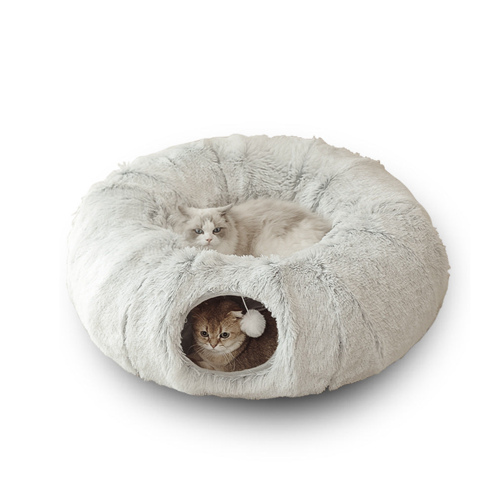Free shipping cat tunnel plush cat bed pet cat plush warm pet bed foldable cat channel four seasons cat bed