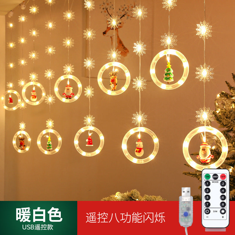 Wholesale Christmas curtain lights room atmosphere decoration star light string LED Christmas tree decoration cartoon light string