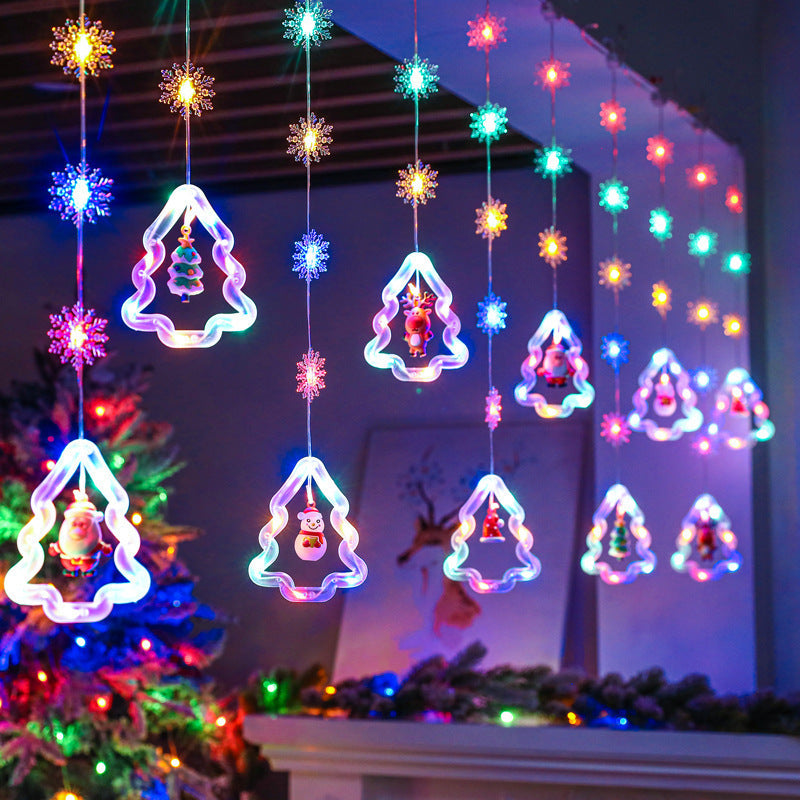 Wholesale Christmas curtain lights room atmosphere decoration star light string LED Christmas tree decoration cartoon light string